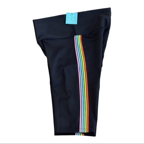 Rainbow Striped Biker Shorts by LaLa Sportswear • Medium • NWT - Picture 3 of 4